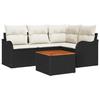Set de Canapé de Jardin vidaXL 5 Pièces avec Coussins Rattan Poly Noir Acacia, Canapé de Jardin 2 Places vidaXL avec 3347446