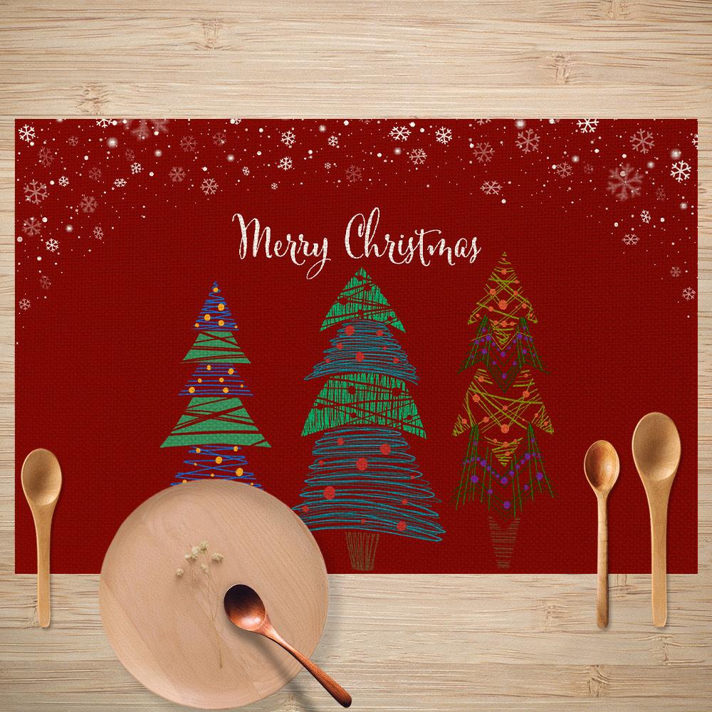 Christmas Table Mats Holiday Dining Placemats for Xmas Table Decor Snowflake Table Runner Waterproof Festive Accessories
