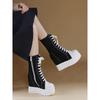 14CM Denim Women Spring Ankle Boot High Brand Platform Wedge Autumn High Brand Skateboard Breathable Shoes