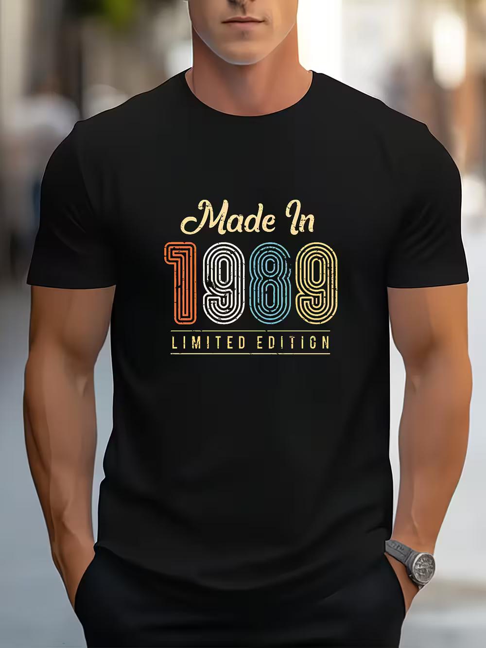 A Print Round-Neck Sports T-Shirt Made in 1989 L