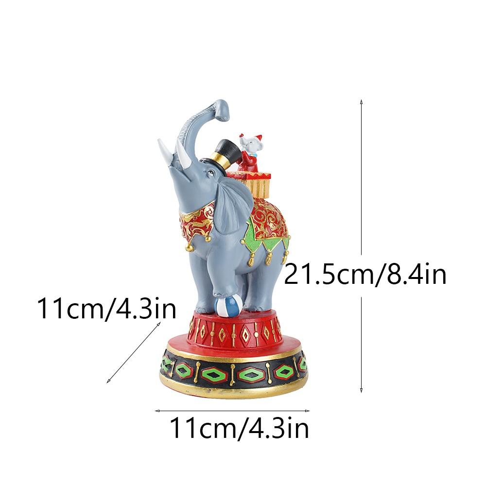 28cm Resin Circus Elephant Sculpture Mouse Figurines Cartoon Style Party Decoration Kid Room Decor Shelf Desktop Interior Gifts