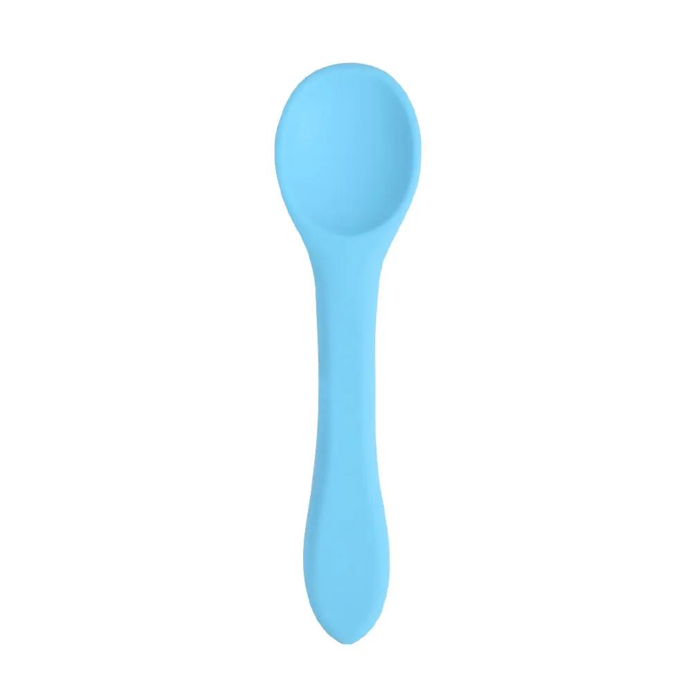 1PCS Full Silicone Spoon For  Utensils Food Grade Silicone Free Dishes Feeding Set Easy To Rinse  Tableware