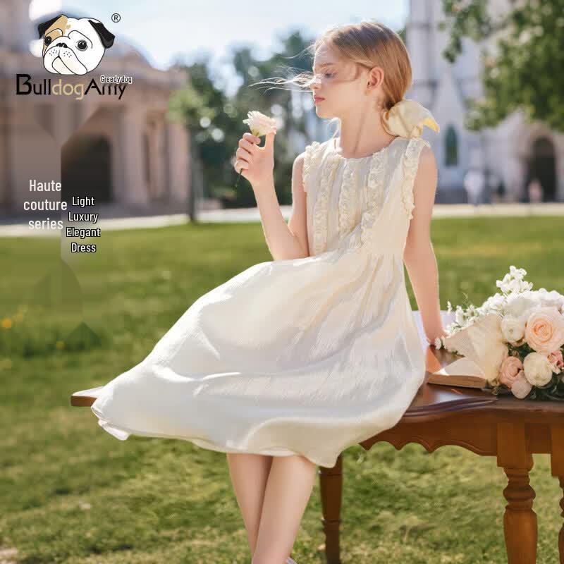 CHANZUIGOU Girls  Elegant Ruffle Lace Princess Dress 140 cm