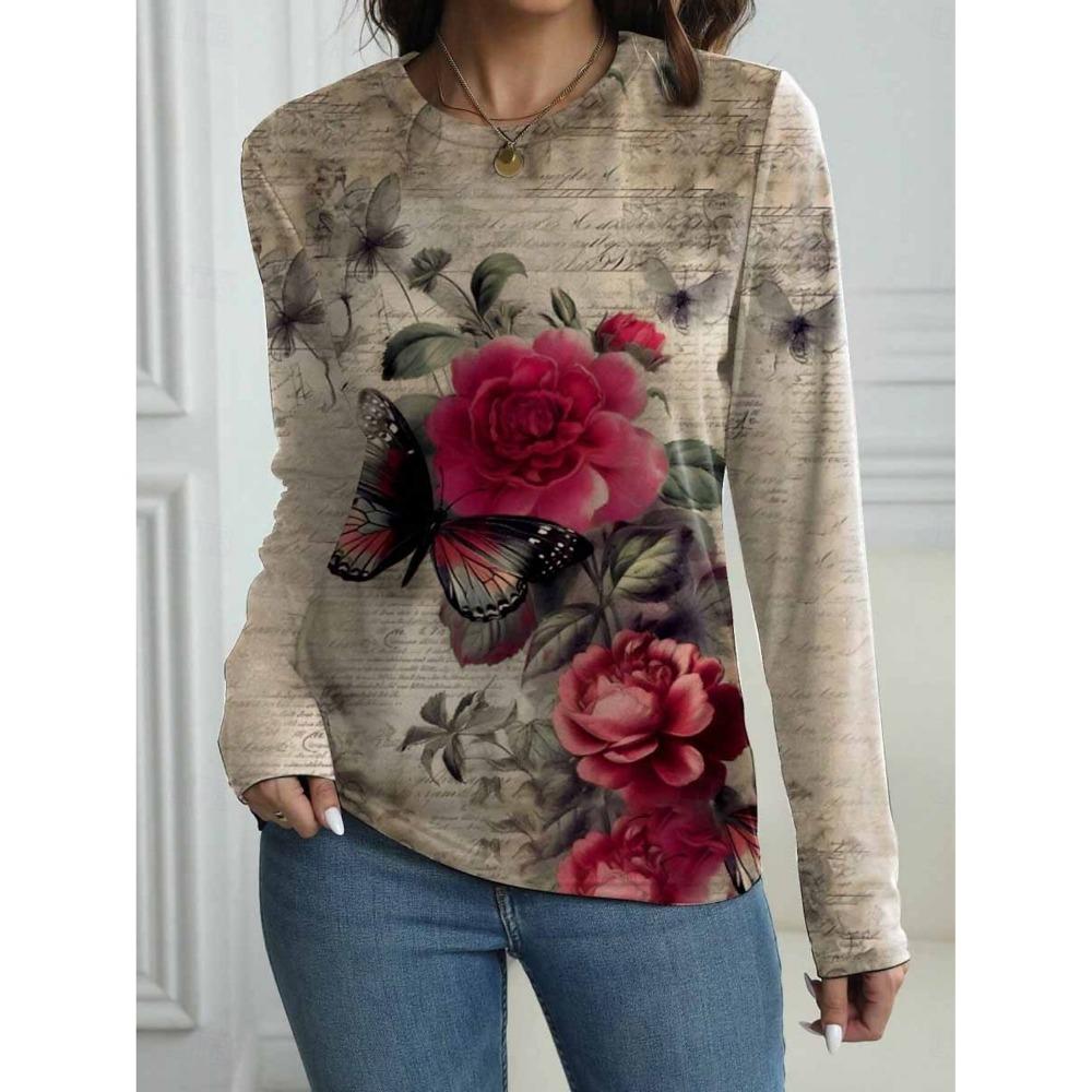 Round neck long sleeved T-shirt for women's casual wear