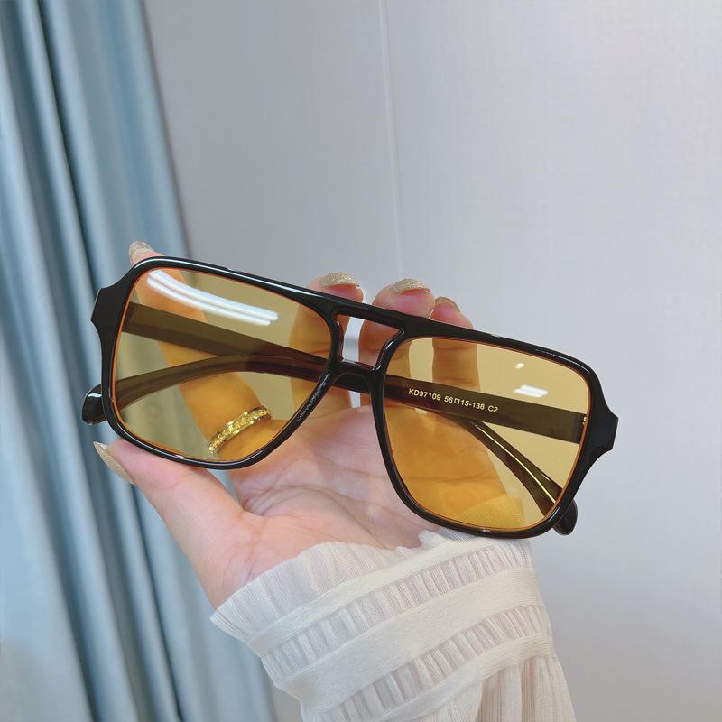 New Women Men Square Sun Glasses Retro Polygon Sunglasses Female Vintage Fashion  Double Beam Eyeglasses