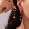 Maillard Geometric Tiger Eye Oval Pendant & Earrings Set In 18K Gold-Plated Titanium Steel