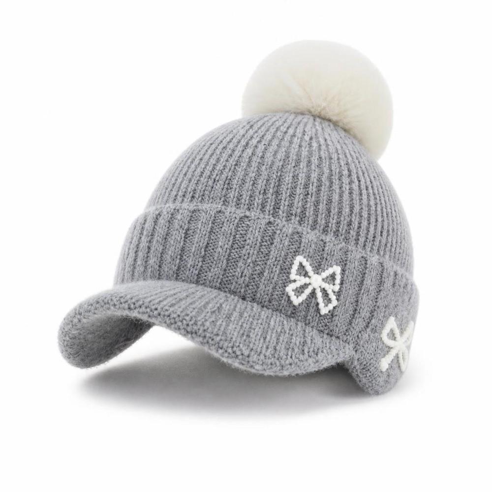 Adjustable Kids Baseball Cap Thickened Beanie Cap Cute Knitted Hat With Brim Winter
