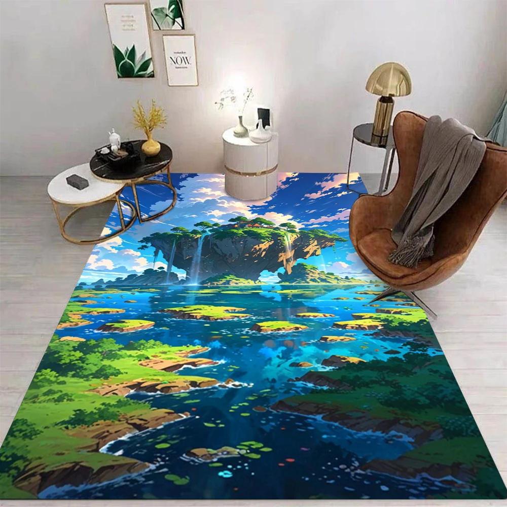 Sky Island Fantasy Area Rug Non-Slip Washable Mat for Living Room Bedroom Kitchen Sofa Table Balcony Home Decor Carpet