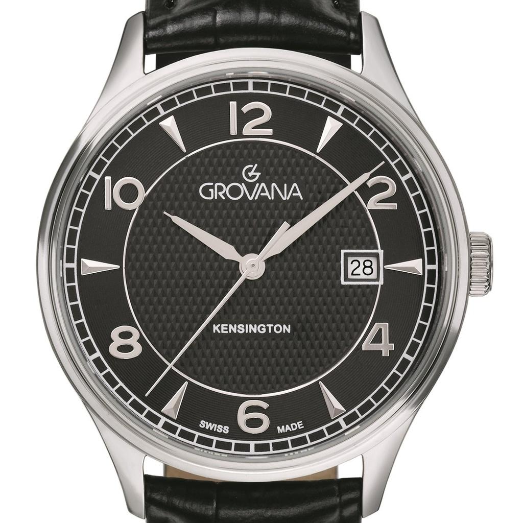 Grovana Orologio da Uomo Kensington Cinturino in Pelle Quadrante Nero Quarzo 1305.1537