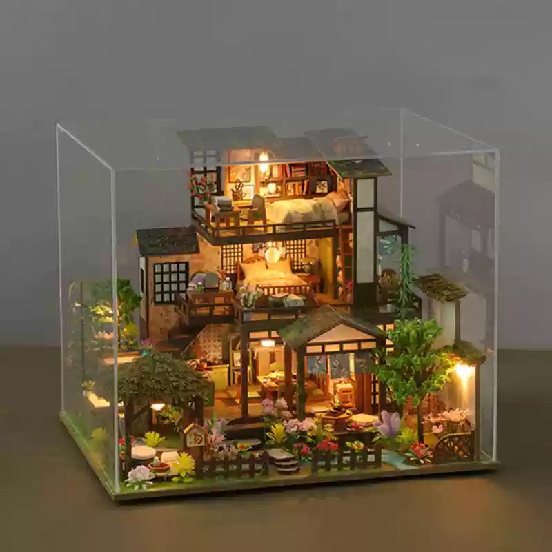 Forest hut handmade assembly miniature house model antique style attic small courtyard wooden assembly decorative ornaments