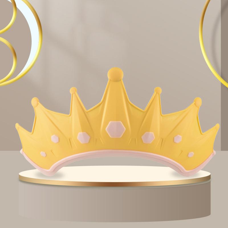 Children Waterproof Shampoo Cap Crown Baby Shower Cap Adjustable Size Cartoon Bath Visor Infant Hair Shield Ear Protection