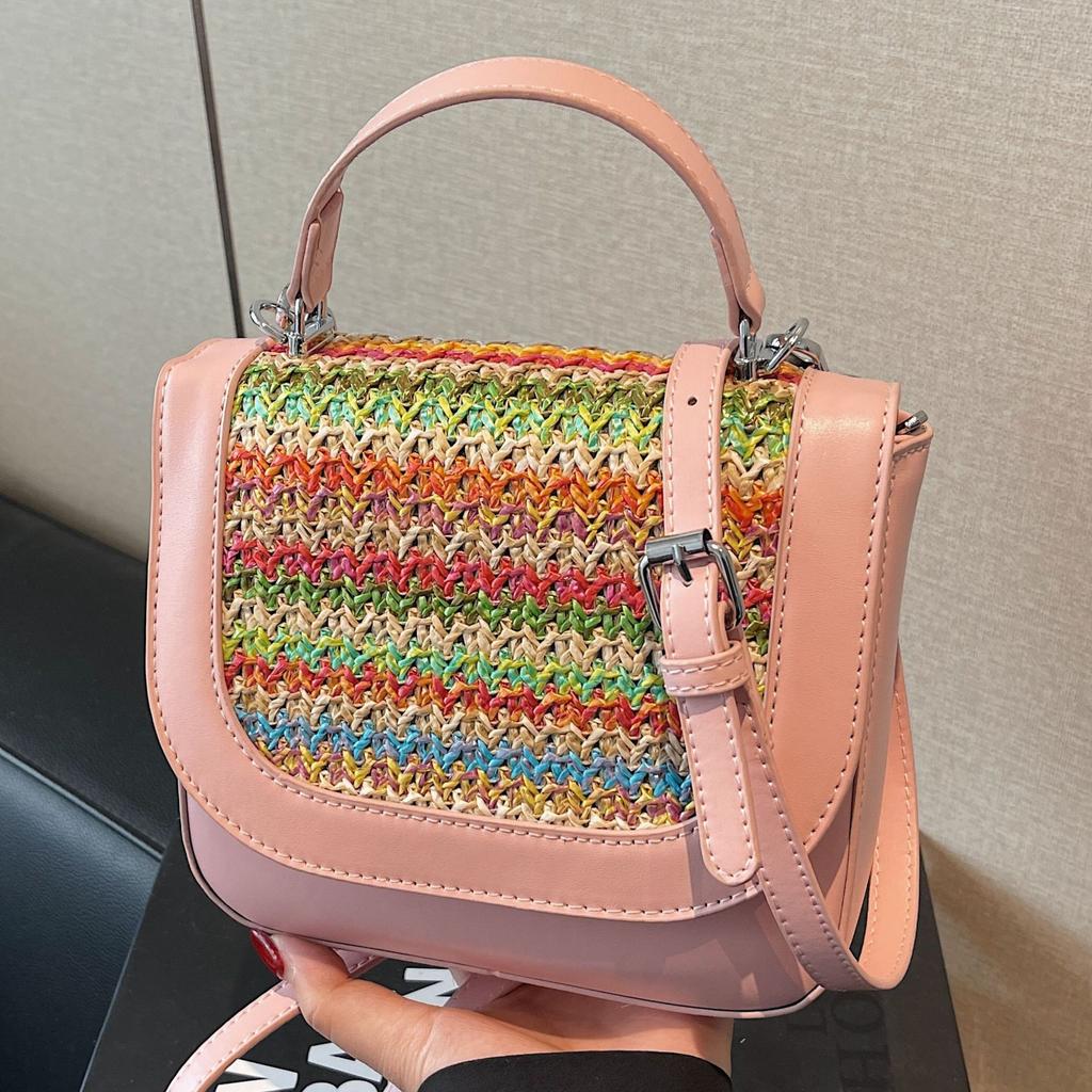 Summer popular woven bag women's 2025 new fashion versatile portable bucket bag casual foreign style commuter messenger bag