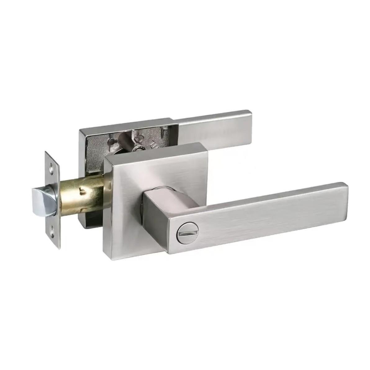 

Black Door Handles Interior Door Knobs, Keyless Privacy Door Lock, Heavy Duty Zinc Alloy Door Leverset for Bedrooms Bathrooms 1PCS срібний