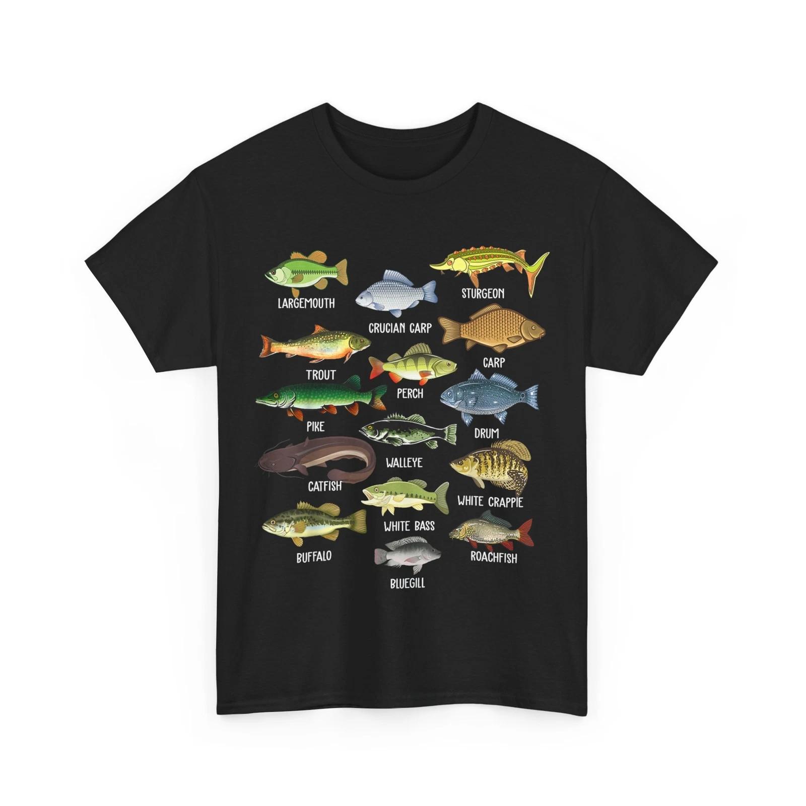

Types of Freshwater T-Shirt, Fishing Lovers Fisherman T-Shirt 2XL