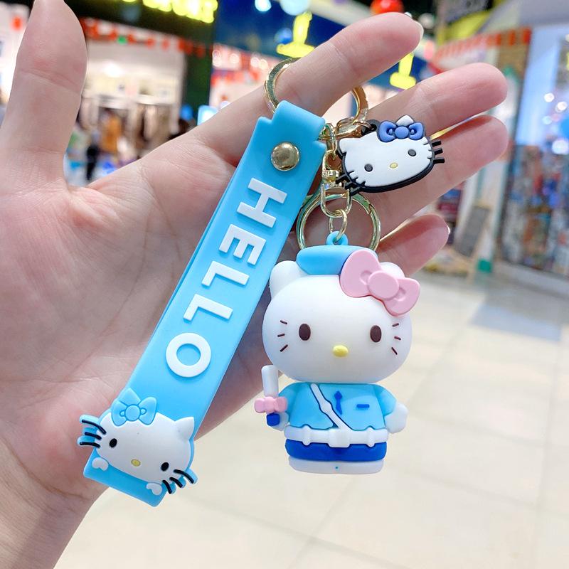 Creative Cartoon Teacup Kt Cat Keychain Hello Kitty Cute Pendant Schoolbag Pendant Girl Student Pendant