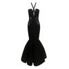 2025 Winter Women's Sexy Halter Deep V-neck Lace Backless Dress