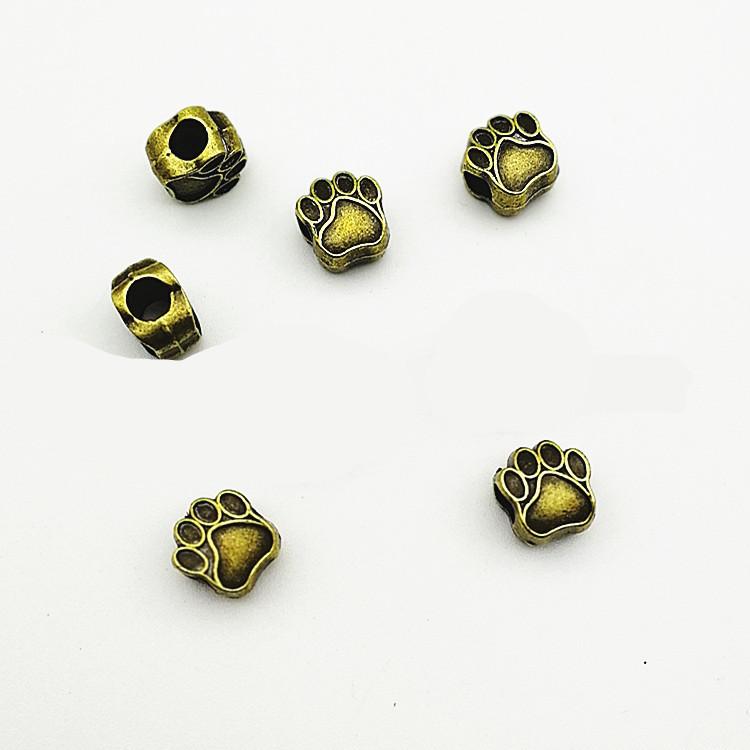 

10 pcs/lot Animal Dog Paw Prints Bear Paw Charms Beads Fit Bracelets & Bangle Diy Large Beads for Jewelry Making