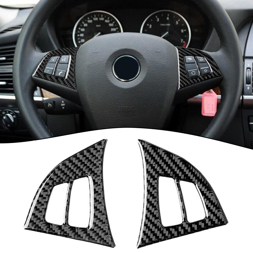 Carbon Fiber Steering Wheel Button Frame Decoration Cover Trim For BMW E70 2008-2013 Auto Styling Car Accessories