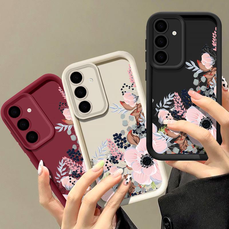 Flower Print Case For Samsung Galaxy S25 S24 S23 S22 Ultra S21 S24 FE A55 A54 A34 A15 A14 A35 A52 A53 A25 A16 5G Soft TPU Cover