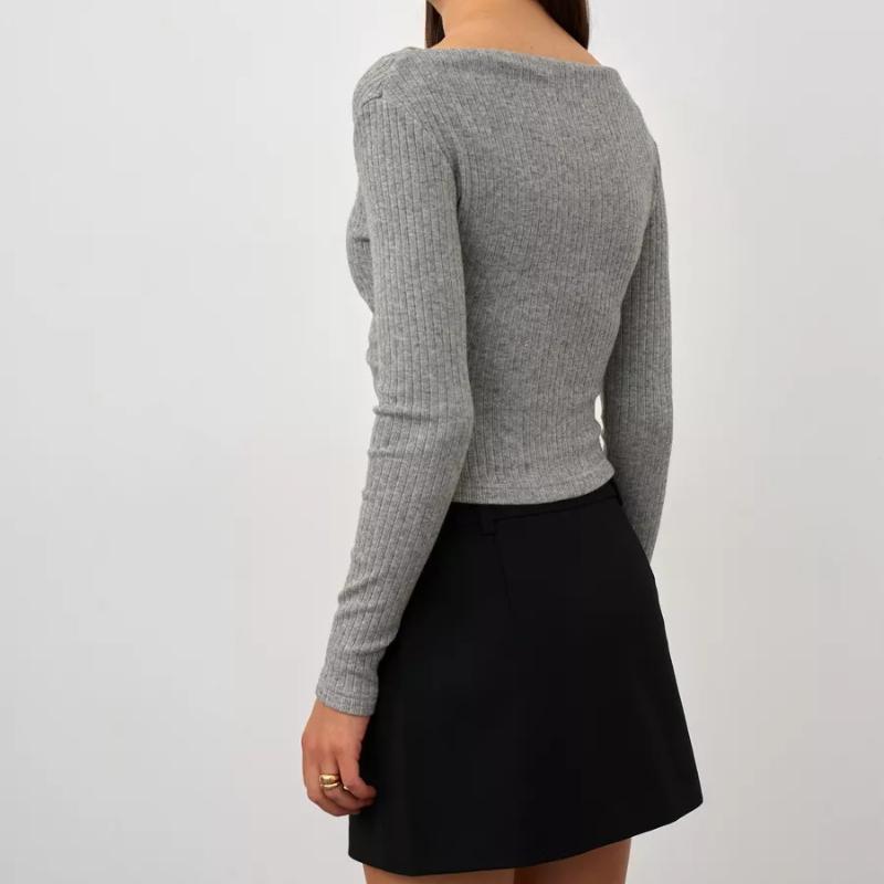 European and American Y2K Irregular Top Women's Autumn and Winter Long Sleeved T-shirt