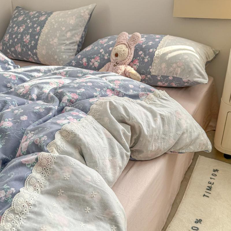 Bedding Set Four-piece Printing Skin-friendly Breathable Comfortable Bed Sheet Quilt Cover Pillowcase