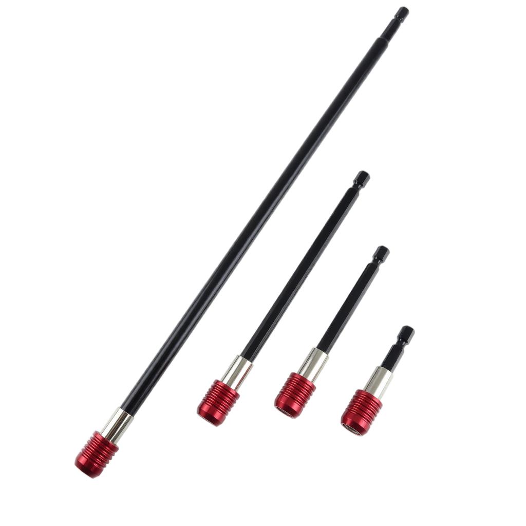 4-teiliges Bohrerverlängerungs-Set Magnetischer Sechskant-Bohrerhalter 1/4 Zoll Schnellwechsel-Schlagbohrschrauber-kompatibel 2/4/6/12 Zoll Längen Cr-V Stahl