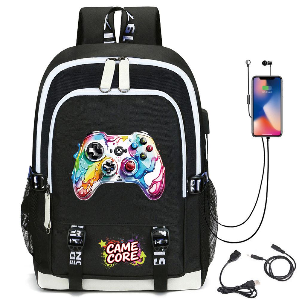 Digital Printing Gamepad Pattern Backpack Cartoon Elementary School Bag Large Capacity Usb Backpack