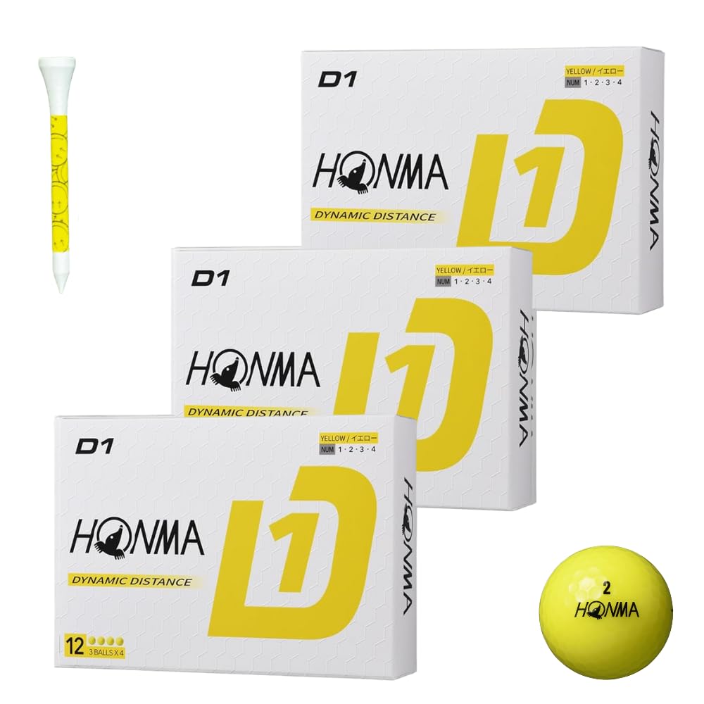 

Honma Golf D1 Golf 2024 BT2401 Distance Driver Fairly Soft 36 Includes Printed Color Tees Balls, Model, Yellow, Type, Distance Excellent, Spin Low, белый