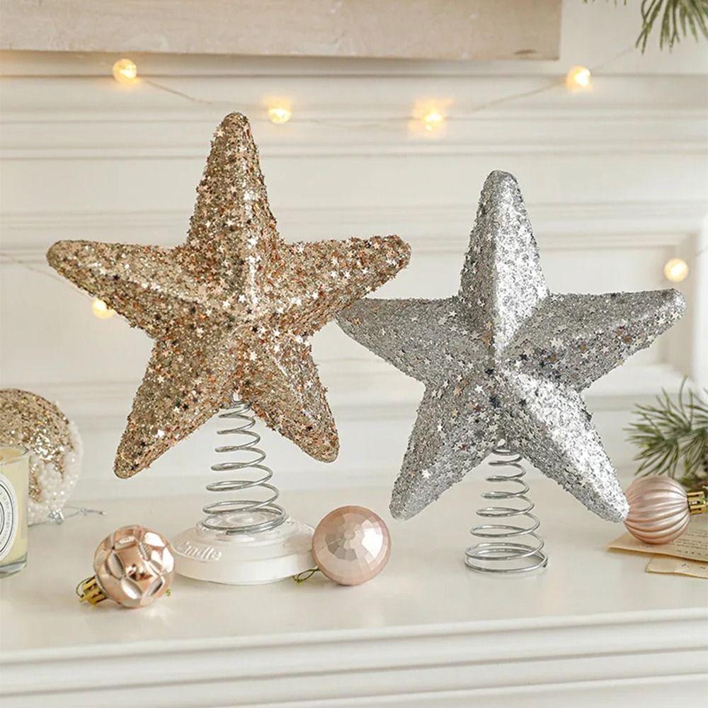 Unique Christmas Tree Topper Decoration Shiny Xmas Tree Ornament New Year Party