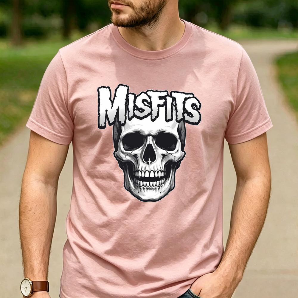 Vintage Misfits Skull T Shirt Rock Band Horror Punk Music Fan Gift Unisex Graphic Crewneck Retro Streetwear Pullover Top
