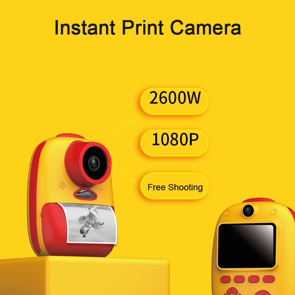 Instant Print Camera for Kids 1080P Resolution Portable Inkless Thermal Printing 26MP Digital Video