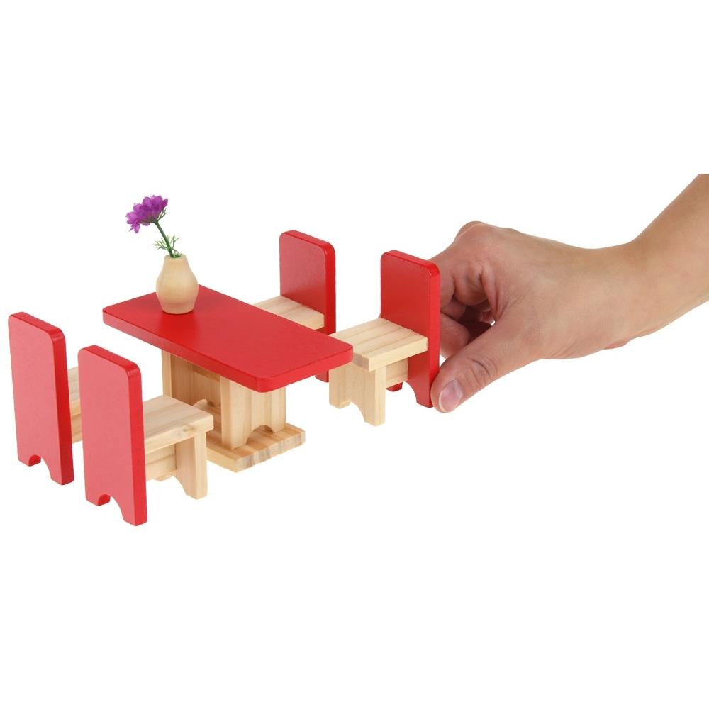 Wooden Dollhouse Furniture Set with Accessories 35 Pieces