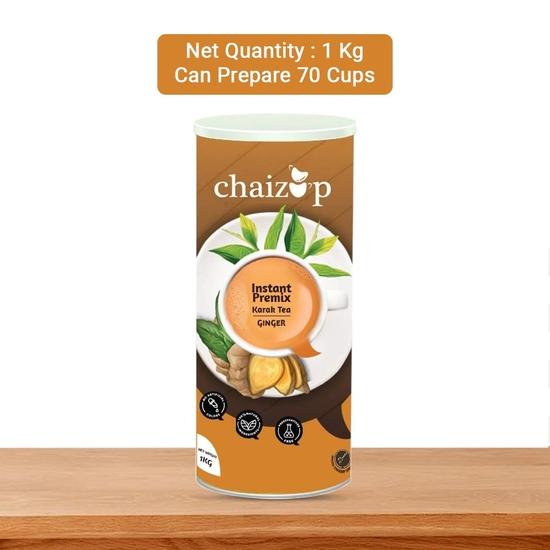 Chaizup Premium 1 Min Instant Ginger Tea Premix - 1kg Can | Ginger Flavours | Approx. 72 Servings | 1kg