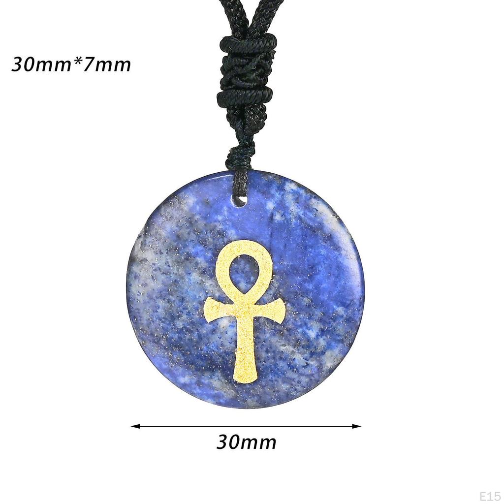 30mm Diameter Round Necklace Pendant Ancient Egyptian Ankh Cross Fashion Jewelry Talisman