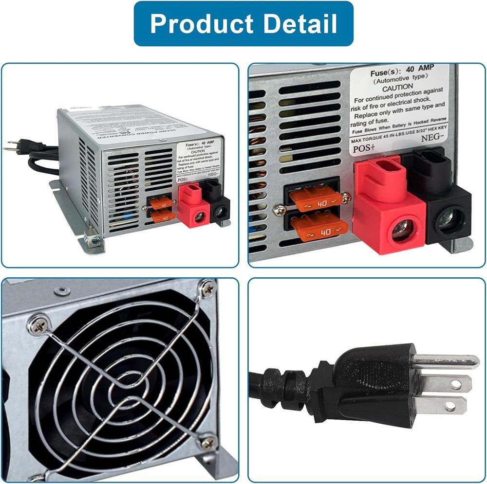 New 75 Amp Deck Mount RV Power Converter Charger #WF-9875 For RV Trailer Camper