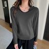 NaVaVa Unisex Simple Daily V Neck Hooded Long sleeVe T shirT nT2963
