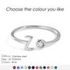 EMANCO Birthstone Initial Custom Ring Open End Ring Stainless Steel Name Custom Jewelry Women's Ring