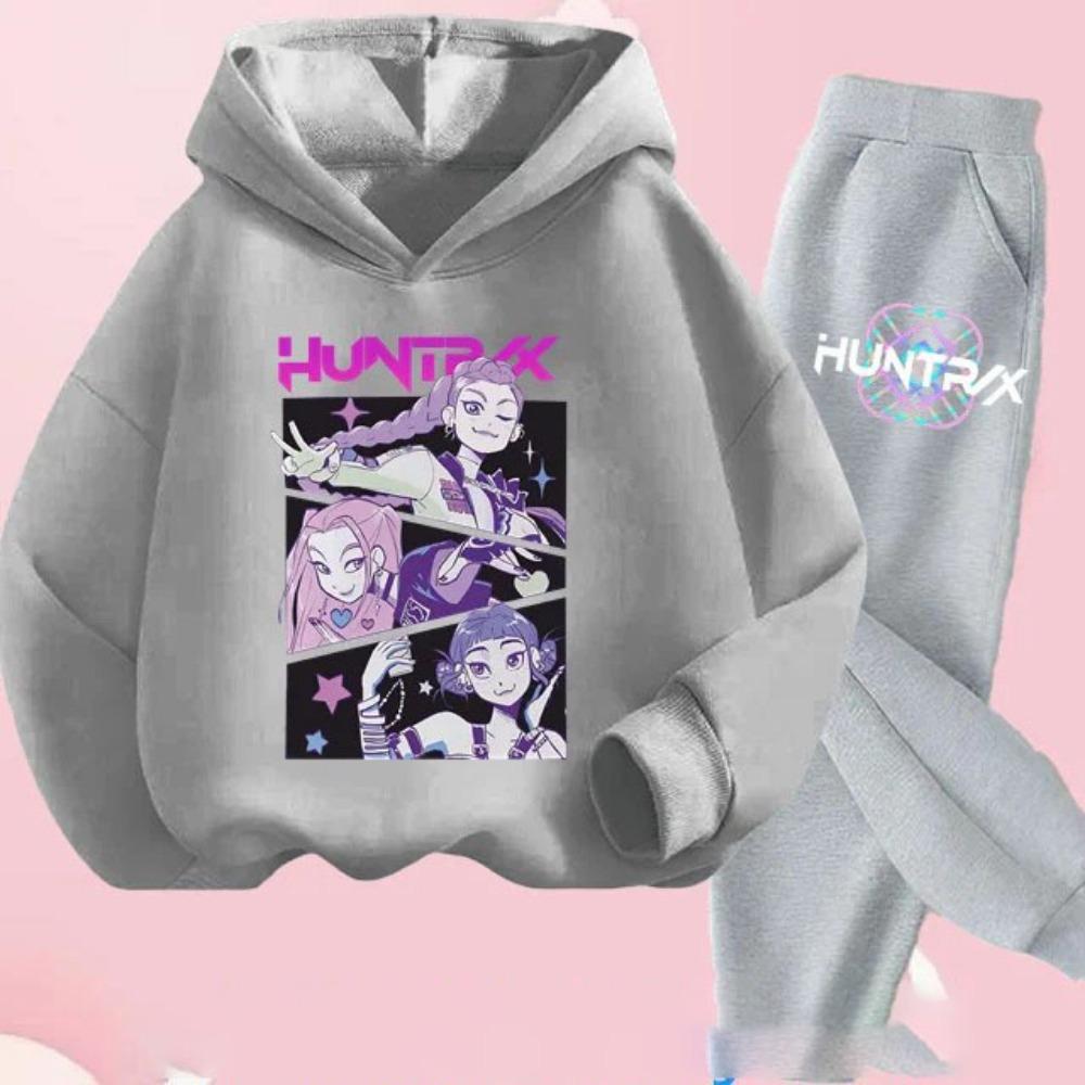 KPop Demon Hunters Hoodie Set Girls Fashion Casual Sweatshirt Movie New Kid K-Pop Demon Hunters Hooded Suit Clothes