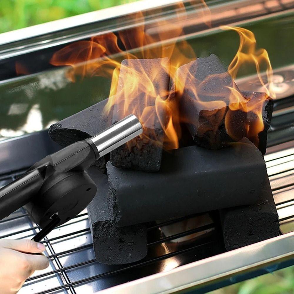 Durable Hand-cranked Air Blower Black BBQ Grill Fire Bellows Tools Barbecue Fan Outdoor