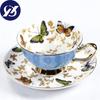 European Bone Cna Kávový šálek Barevný porcelán Butterfly Keramická sada šálků a podšálků na čaj Britský kancelářský šálek na pití Dárek