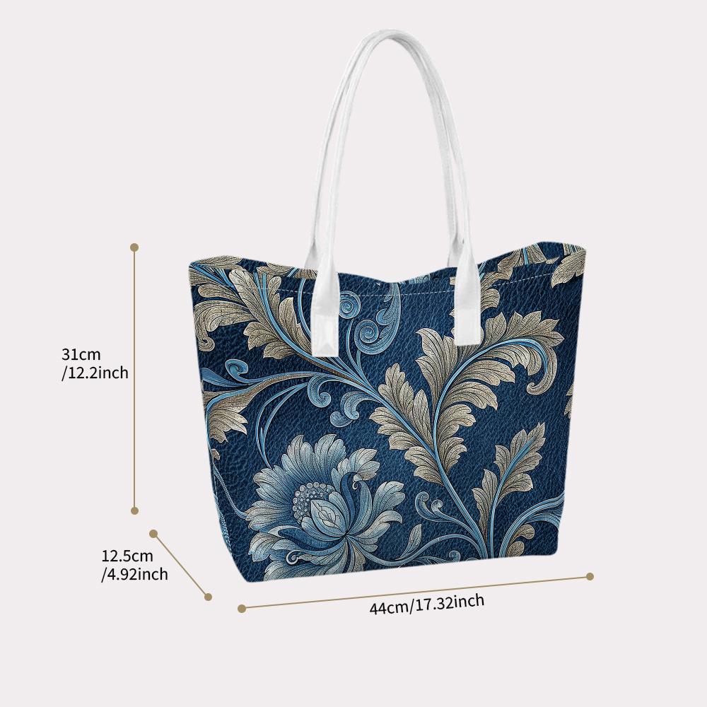 Elegant Floral Pattern Tote Bag for Women Daily Casual Use Portable Shopping Handbag