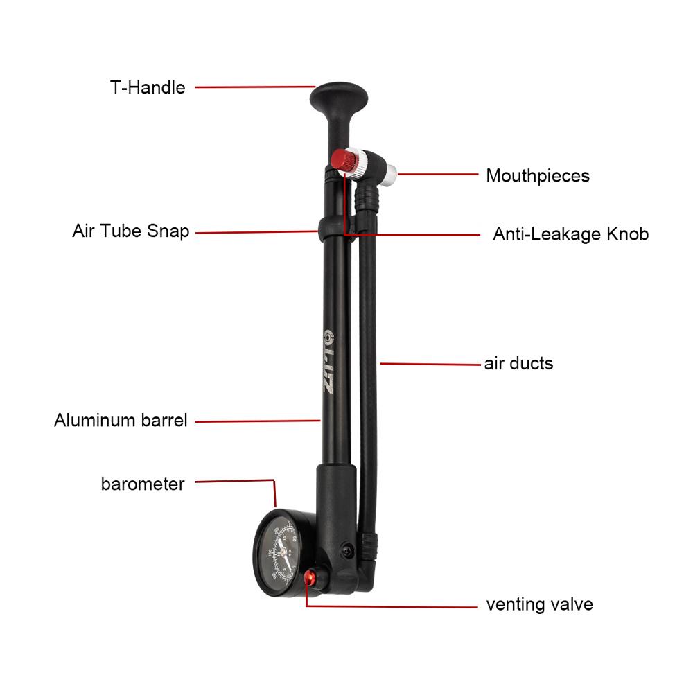 ZTTO Bike Shock Pump with Gauge 300PSI High Pressure Air Pump Schrader Valve for Front Fork & Rear