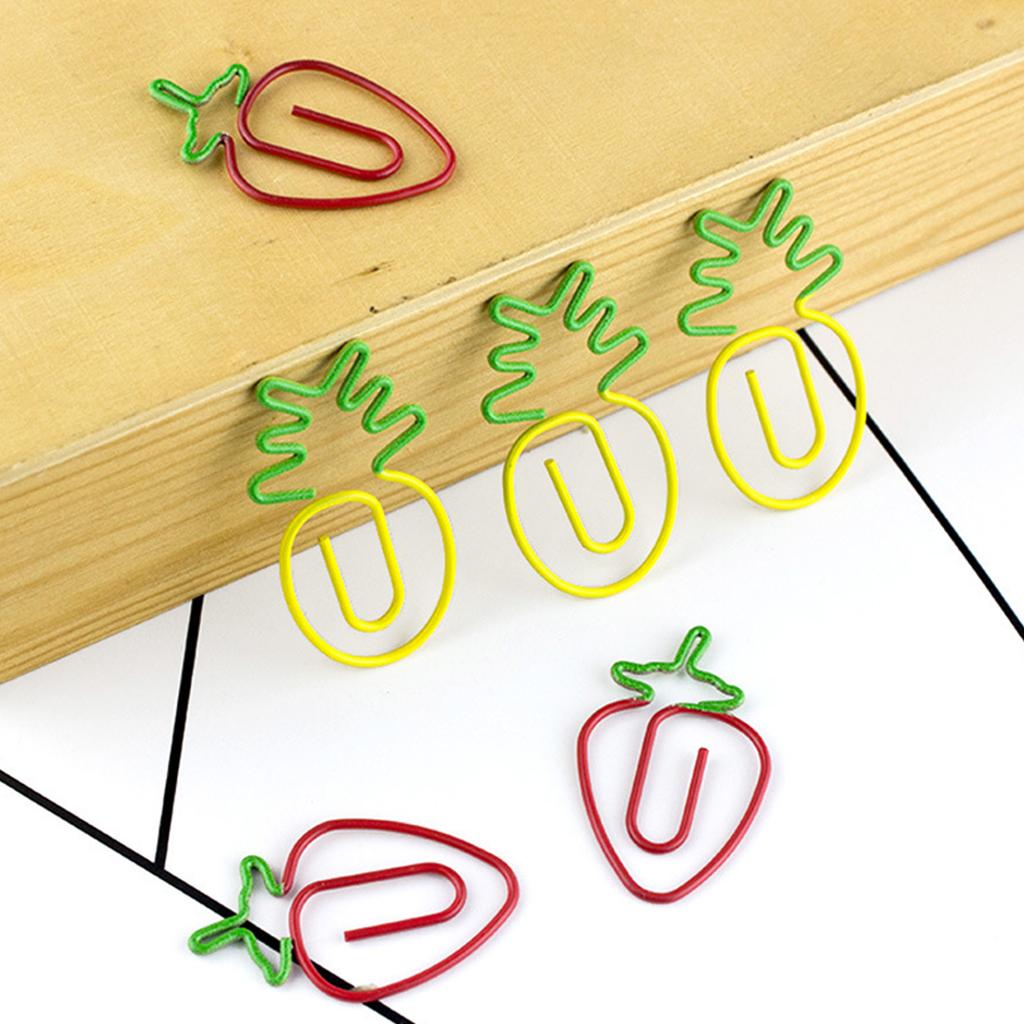 10Pcs Funny Fruit Shaped Bookmarks Clip for Office School Stationery Use Adorable Paper Clip Assorted Shape Paperclips