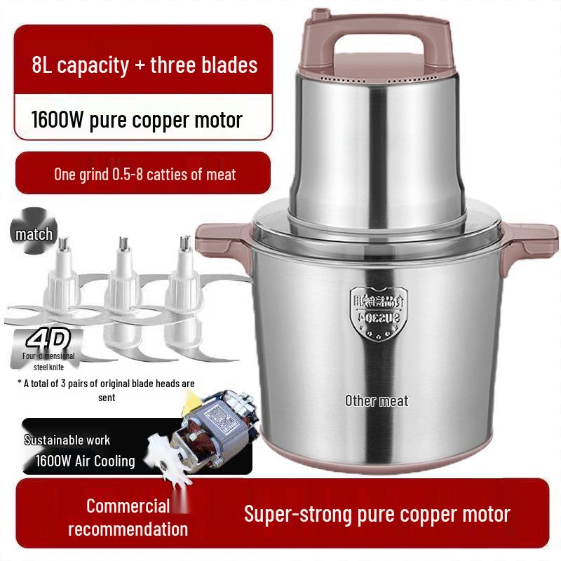 High-Power 1800W Electric Meat Grinder & Vegetable Chopper: Large Capacity for Meat Paste, Chili Sauce, and Meat Filling.