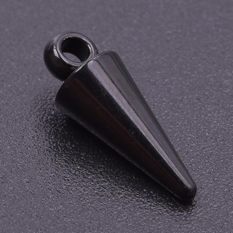 

10pcs Black Gothic Vintage Stainless Steel Pointed Cone Charms For Jewelry Making Supplies Punk Charm Pendant DIY Earrings Bulk