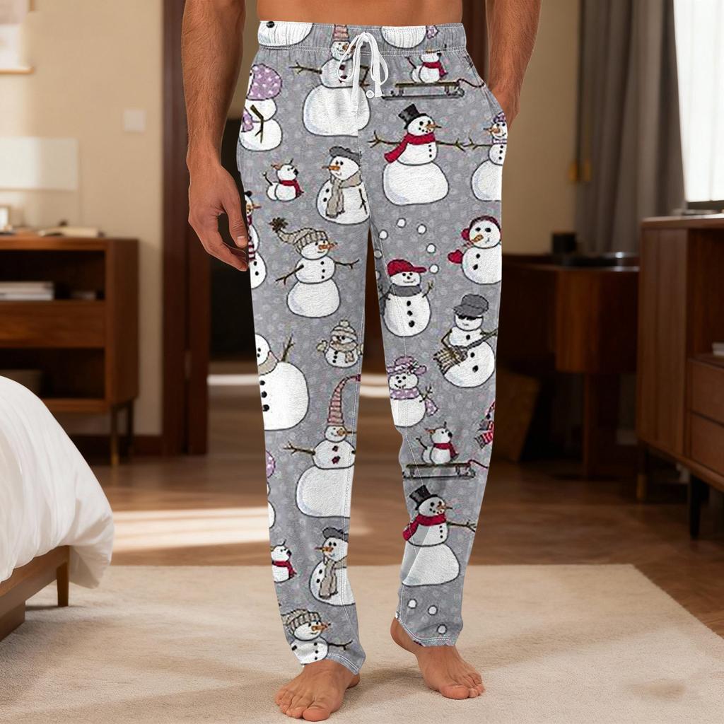 Herre Ensfargede Strikkede Ensfargede Lomme Fritidsbukser Hjem Pyjamasbukser