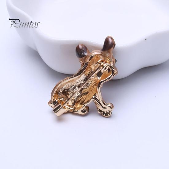Cartoon Cute Ugly Dog Shape Brooch Shining Rhinestones Inlaid Eyes Pin Suit Lapel Badge Jewelry Gift Coat Accessories