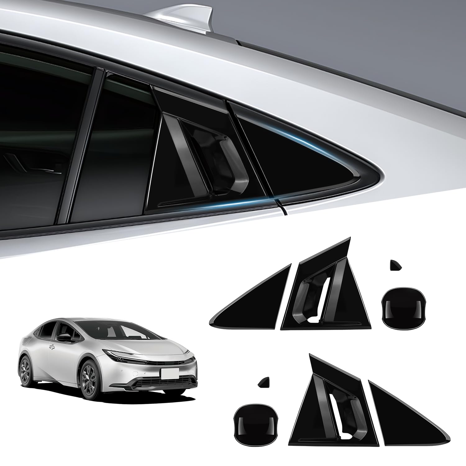 VLOOKEE Toyota Prius 60 Series 5th Generation Prius 60 Series Rear Window Sporty Door Handle Bowl Side Window Louver Vent Made of Exterior Scratch