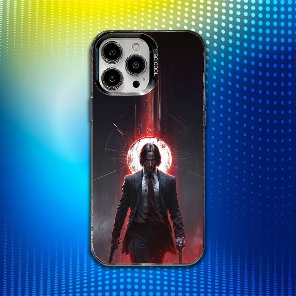 Custodia per Telefono Film J-John Wick Per iPhone 16,15,14,13,12,11,Mini,Pro,SE,MAX Bianca Opaca Cover Antiurto