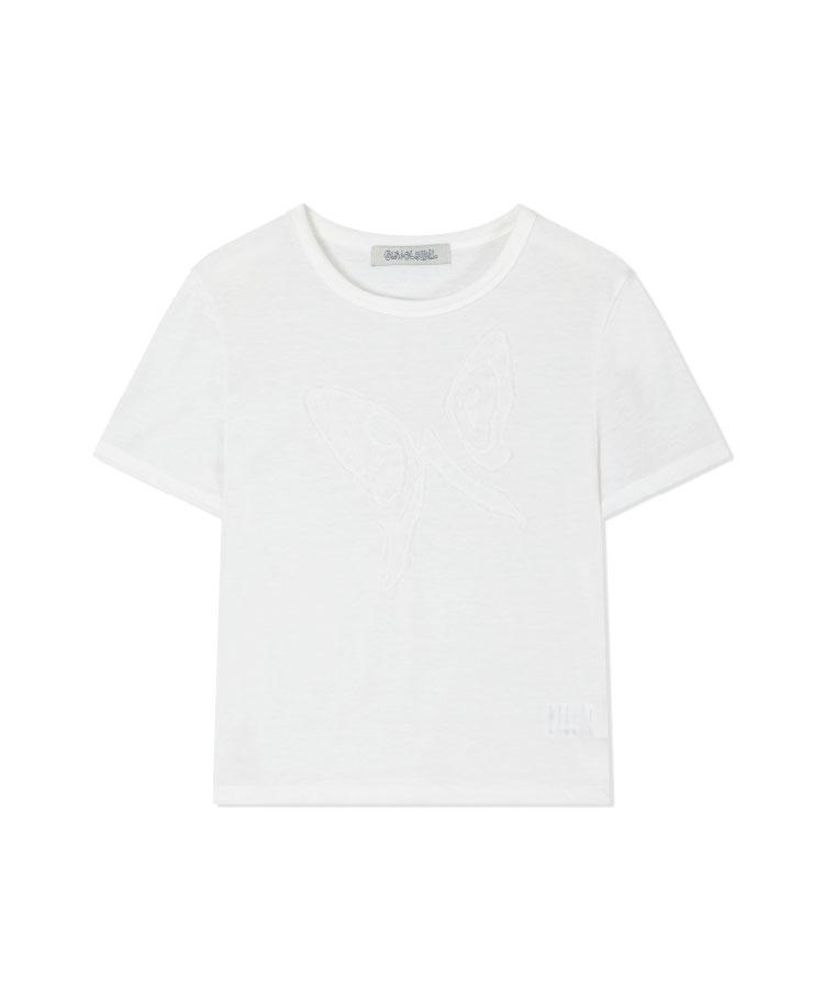 Guwolsibil Lace Patch Short-Sleeved Top White